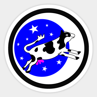 Funny Cow with Moon and Stars Sticker